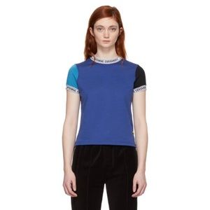 Opening Ceremony railroad blue logo trim tee sz M